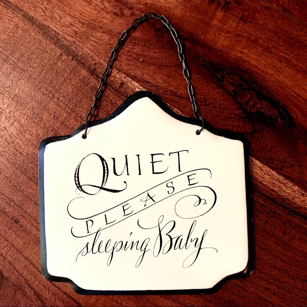 Enameled Metal Sleeping Baby Door Sign